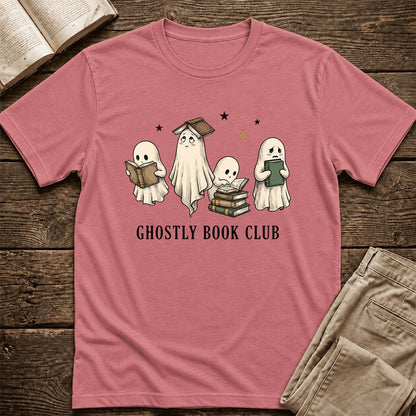 Ghostly Book Club Ultra-Soft Cotton T-Shirt | Spooky Book Lover Gift Mauve