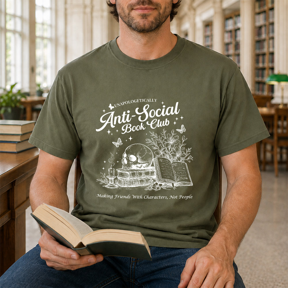 Anti-Social Book Club Softstyle T-Shirt | Book Lover Gift Military Green