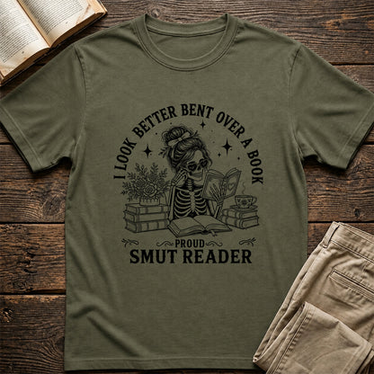 I Look Better Bend Over A Book Softstyle T-Shirt | Book Lover Gift Military Green