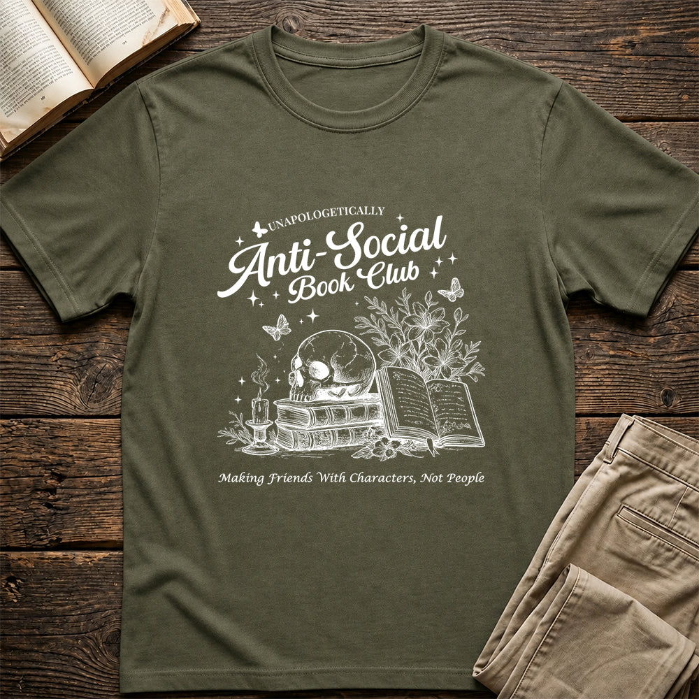 Anti-Social Book Club Softstyle T-Shirt | Book Lover Gift Military Green
