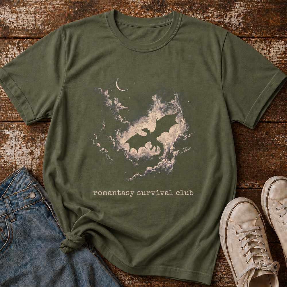 Fantasy Dragon Clouds Softstyle T-Shirt | Book Lover Gift Military Green