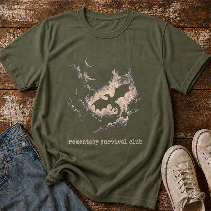 Fantasy Dragon Clouds Softstyle T-Shirt | Book Lover Gift Military Green
