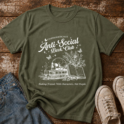 Anti-Social Book Club Softstyle T-Shirt | Book Lover Gift Military Green