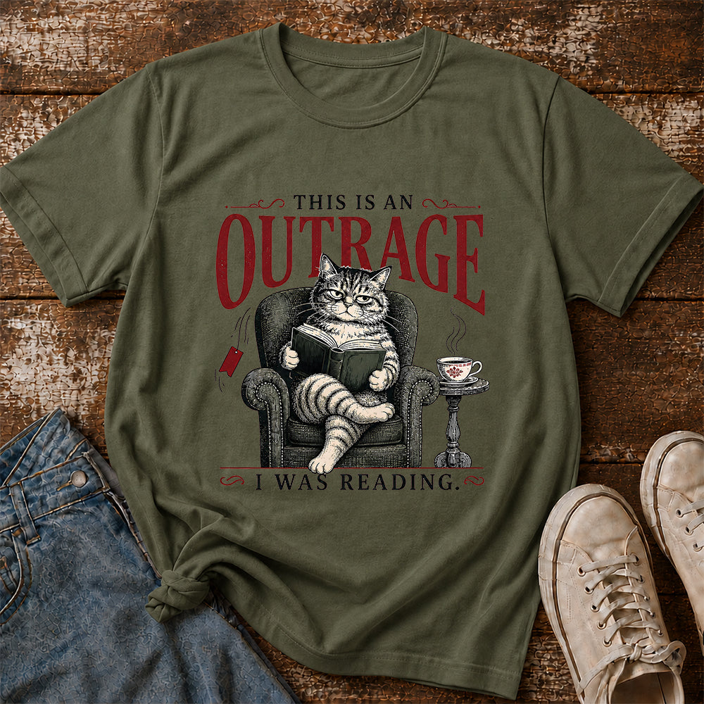 This Is An Outrage Softstyle T-Shirt | Book Lover Gift Military Green