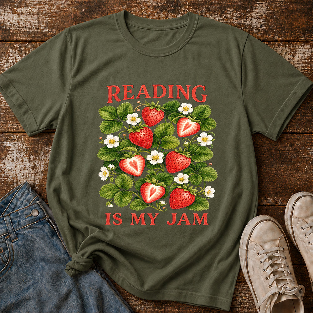 Reading Is My Jam Softstyle T-Shirt | Book Lover Gift Military Green