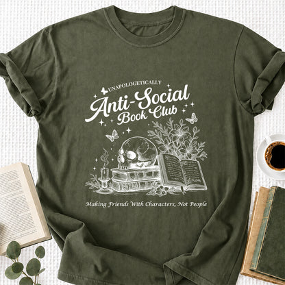 Anti-Social Book Club Softstyle T-Shirt | Book Lover Gift Military Green
