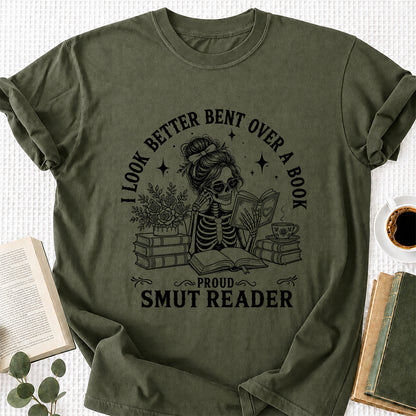 I Look Better Bend Over A Book Softstyle T-Shirt | Book Lover Gift Military Green