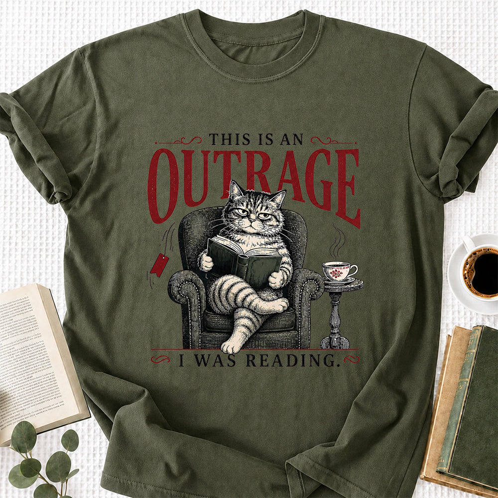 This Is An Outrage Softstyle T-Shirt | Book Lover Gift Military Green