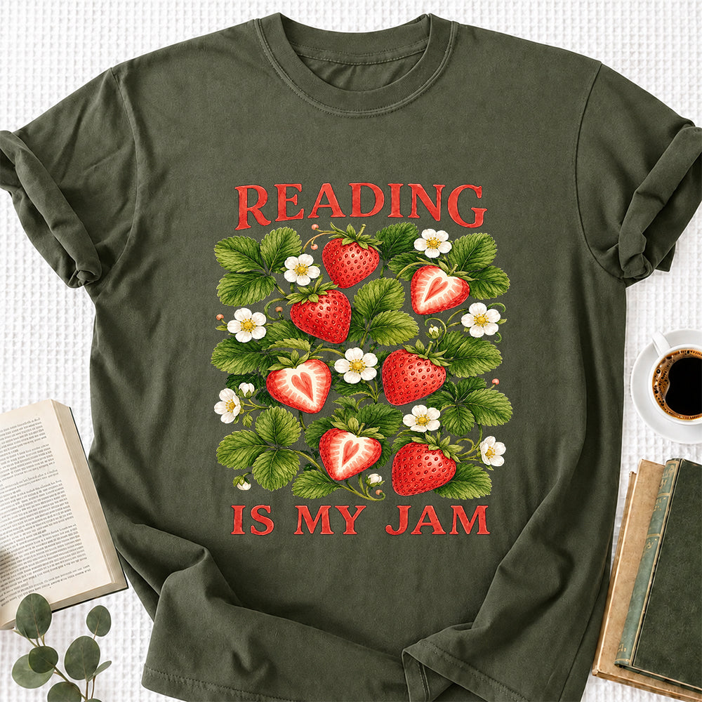 Reading Is My Jam Softstyle T-Shirt | Book Lover Gift Military Green