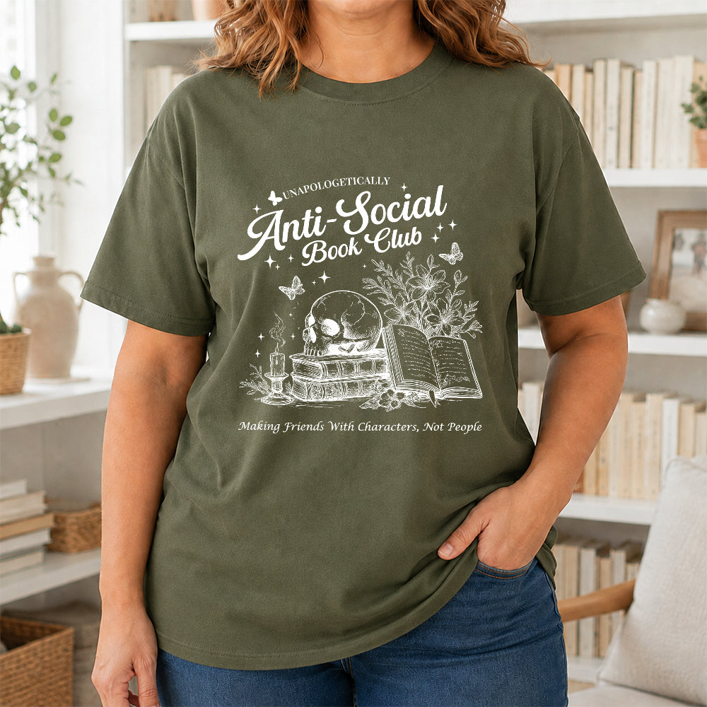 Anti-Social Book Club Softstyle T-Shirt | Book Lover Gift Military Green