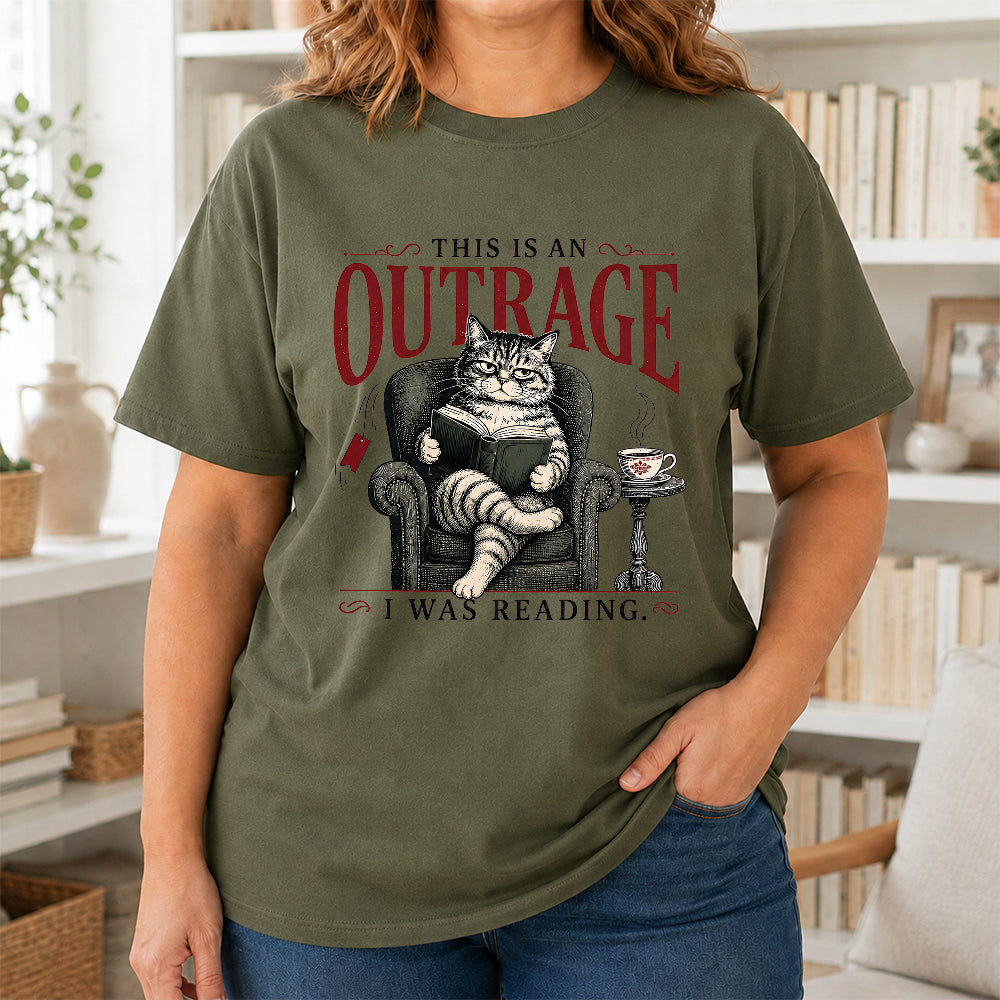 This Is An Outrage Softstyle T-Shirt | Book Lover Gift Military Green