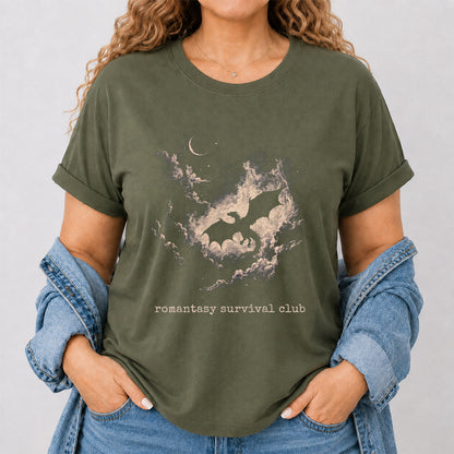 Fantasy Dragon Clouds Softstyle T-Shirt | Book Lover Gift Military Green