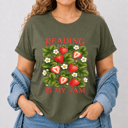 Reading Is My Jam Softstyle T-Shirt | Book Lover Gift Military Green