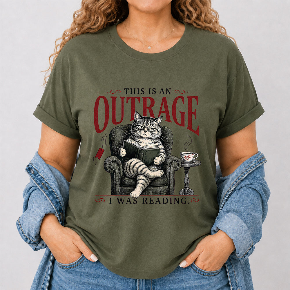 This Is An Outrage Softstyle T-Shirt | Book Lover Gift Military Green