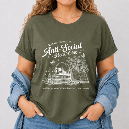 Anti-Social Book Club Softstyle T-Shirt | Book Lover Gift Military Green
