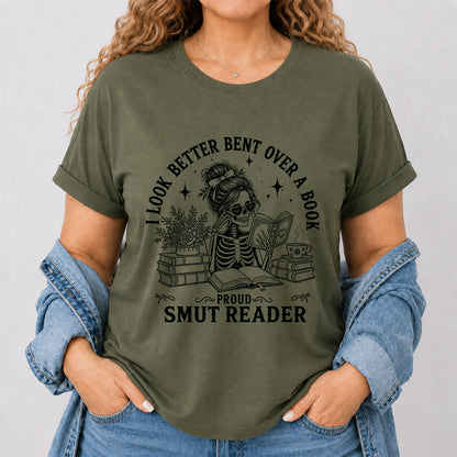 I Look Better Bend Over A Book Softstyle T-Shirt | Book Lover Gift Military Green