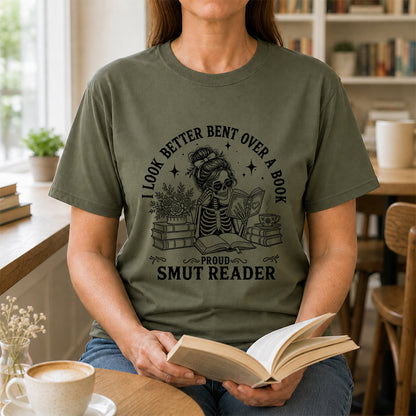 I Look Better Bend Over A Book Softstyle T-Shirt | Book Lover Gift Military Green
