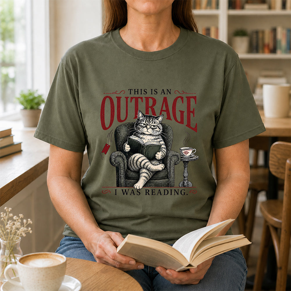 This Is An Outrage Softstyle T-Shirt | Book Lover Gift Military Green