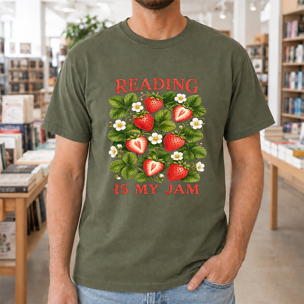 Reading Is My Jam Softstyle T-Shirt | Book Lover Gift Military Green