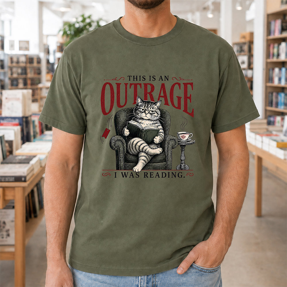 This Is An Outrage Softstyle T-Shirt | Book Lover Gift Military Green