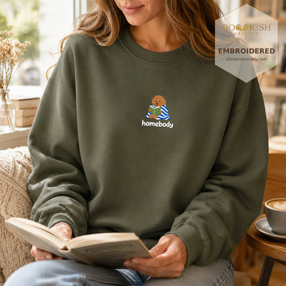 Homebody Poodle Embroidered Sweatshirt | Reader Gift Military Green
