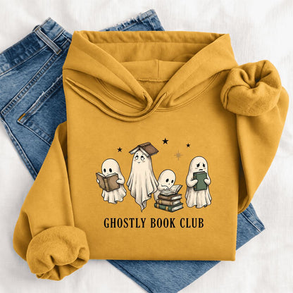 Ghostly Book Club Softstyle Hoodie | Spooky Book Lover Gift Mustard