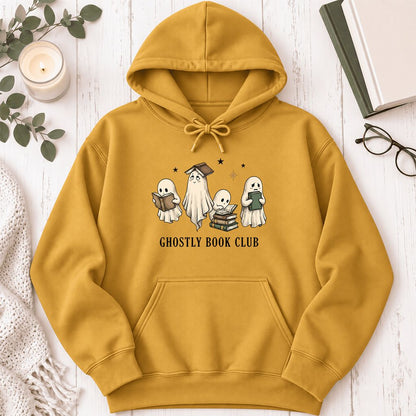 Ghostly Book Club Softstyle Hoodie | Spooky Book Lover Gift Mustard
