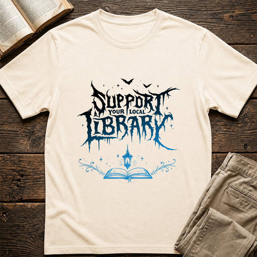 Support Your Local Library Softstyle T-Shirt | Book Lover Gift Natural