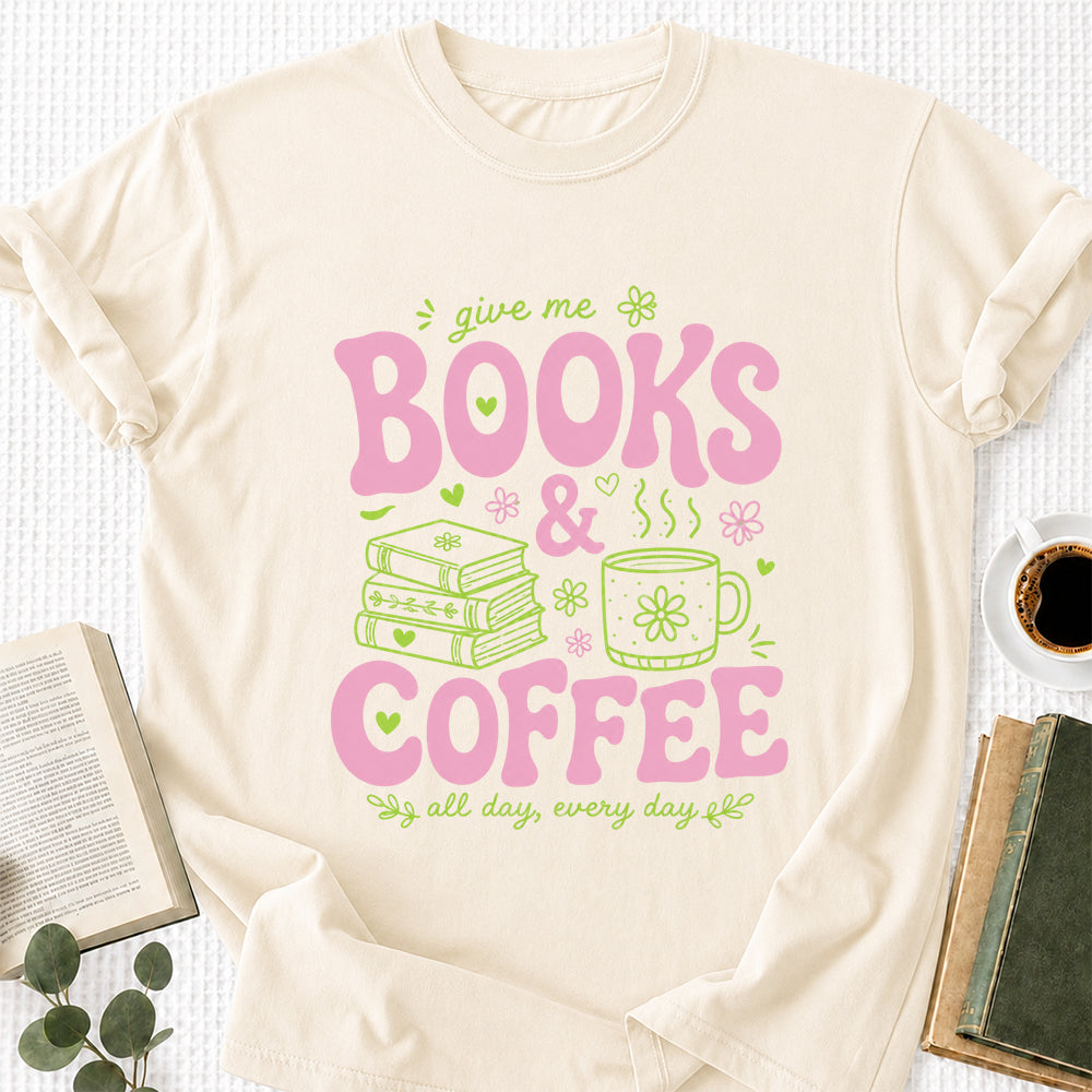 Books and Coffee Softstyle T-Shirt | Book Lover Gift Natural