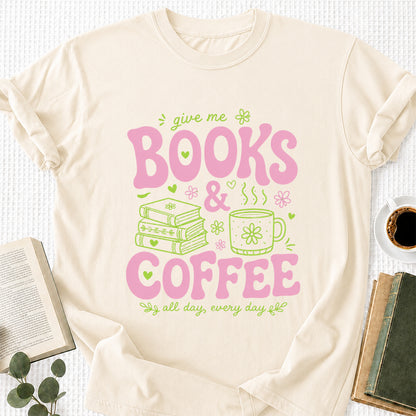 Books and Coffee Softstyle T-Shirt | Book Lover Gift Natural