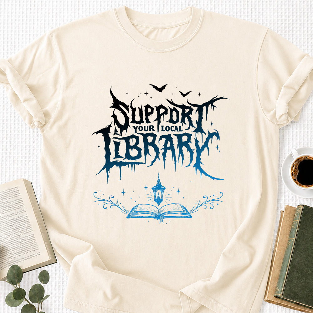 Support Your Local Library Softstyle T-Shirt | Book Lover Gift Natural