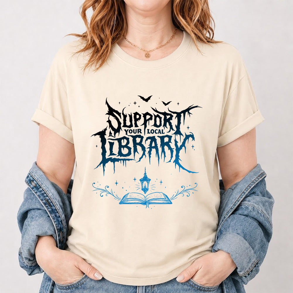 Support Your Local Library Softstyle T-Shirt | Book Lover Gift Natural