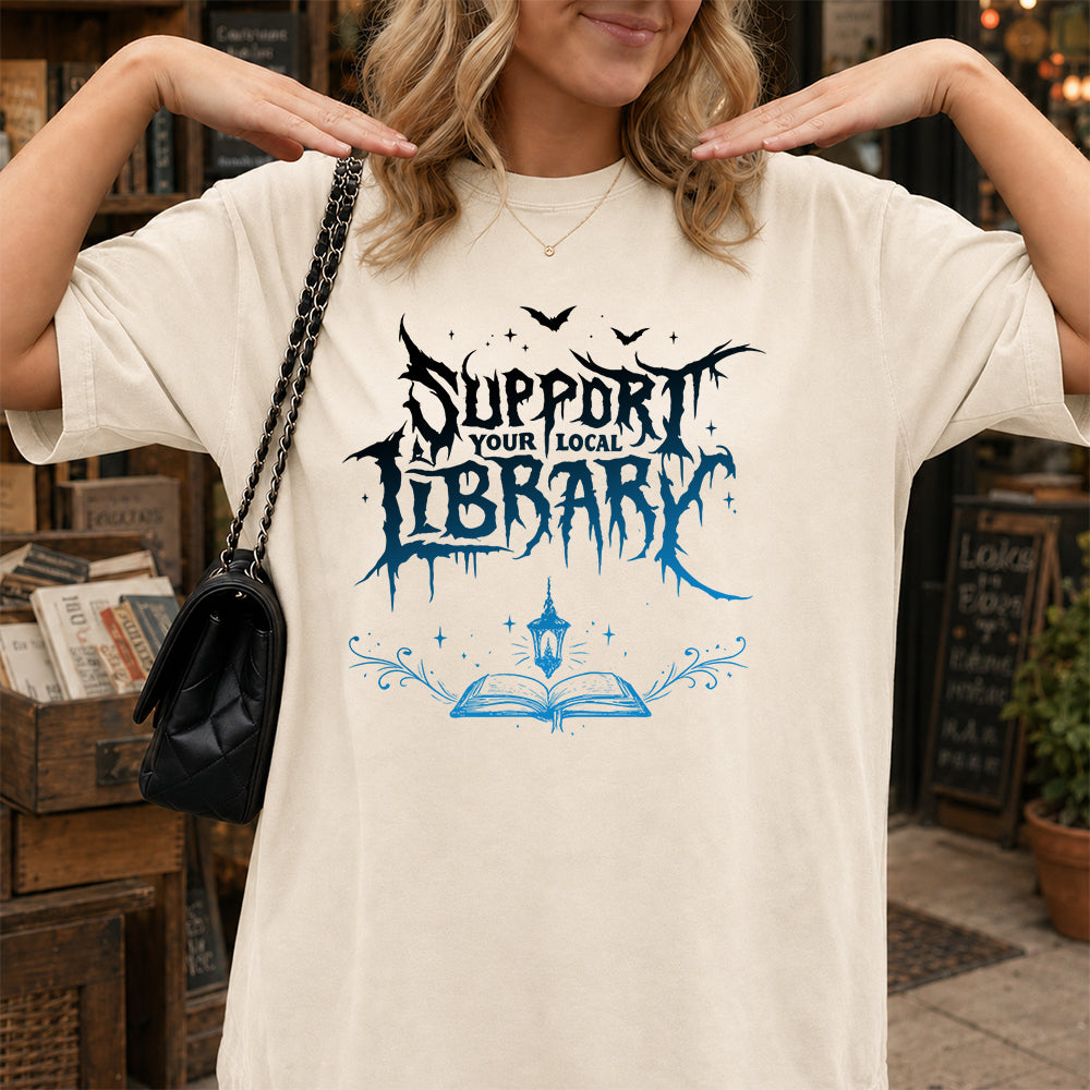 Support Your Local Library Softstyle T-Shirt | Book Lover Gift Natural