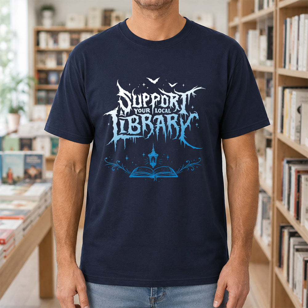 Support Your Local Library Softstyle T-Shirt | Book Lover Gift Navy