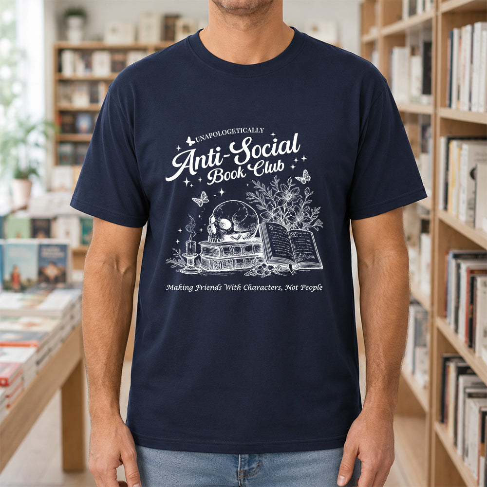 Anti-Social Book Club Softstyle T-Shirt | Book Lover Gift Navy