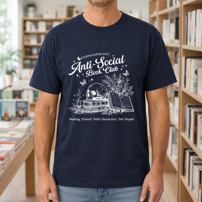 Anti-Social Book Club Softstyle T-Shirt | Book Lover Gift Navy