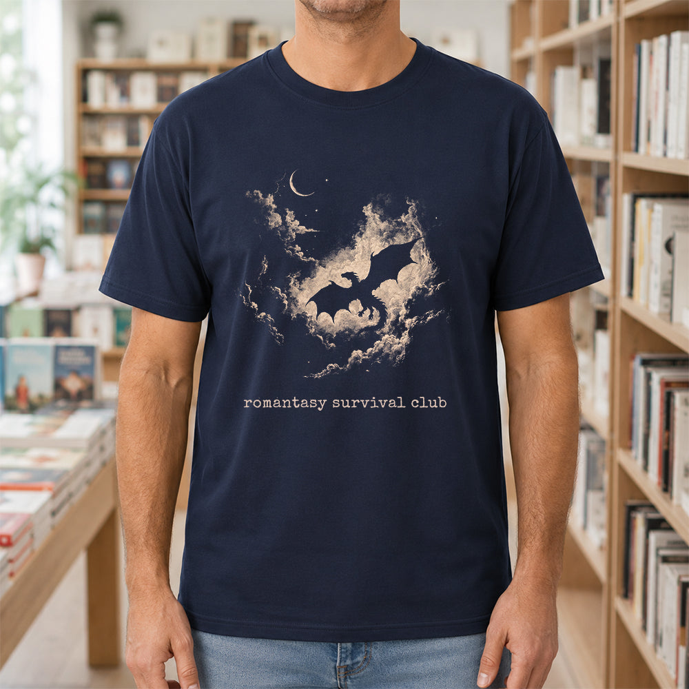 Fantasy Dragon Clouds Softstyle T-Shirt | Book Lover Gift Navy