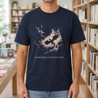 Fantasy Dragon Clouds Softstyle T-Shirt | Book Lover Gift Navy