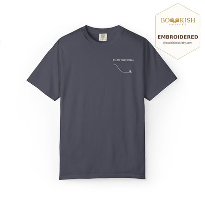 Embroidered I Had Potential Comfort Color ® T-shirt Book Lover Gift Navy