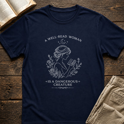 A Well Read Woman Softstyle T-Shirt | Book Lover Gift Navy