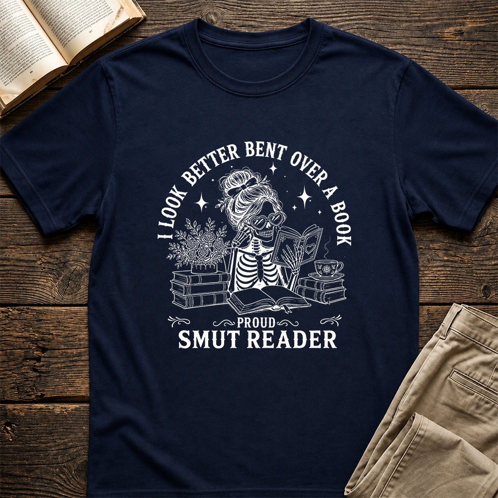 I Look Better Bend Over A Book Softstyle T-Shirt | Book Lover Gift Navy
