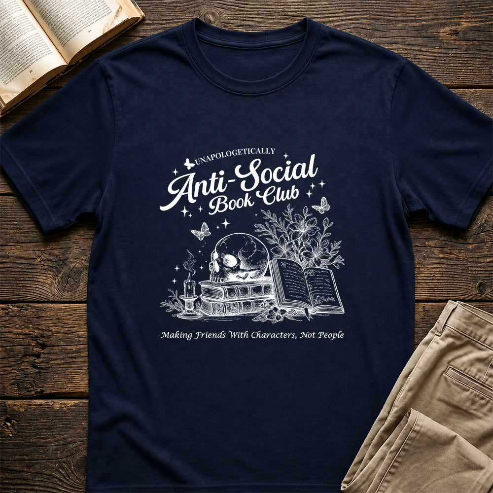 Anti-Social Book Club Softstyle T-Shirt | Book Lover Gift Navy