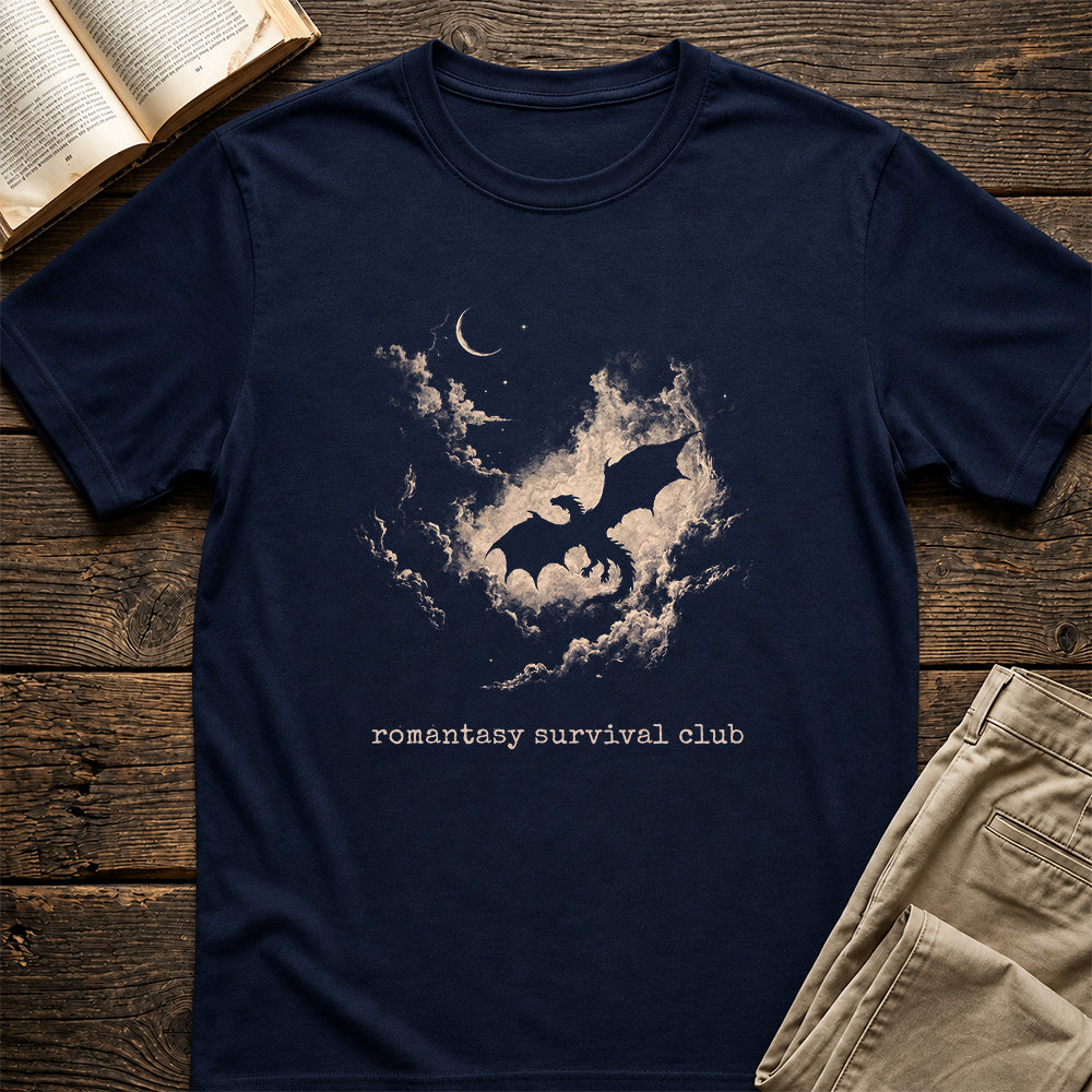 Fantasy Dragon Clouds Softstyle T-Shirt | Book Lover Gift Navy