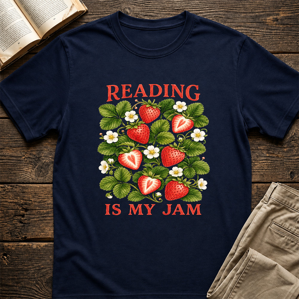 Reading Is My Jam Softstyle T-Shirt | Book Lover Gift Navy