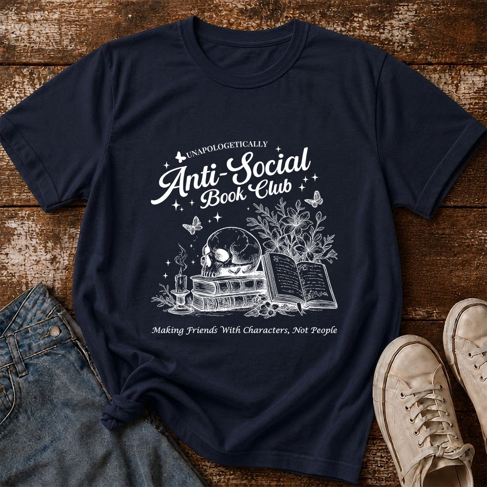 Anti-Social Book Club Softstyle T-Shirt | Book Lover Gift Navy