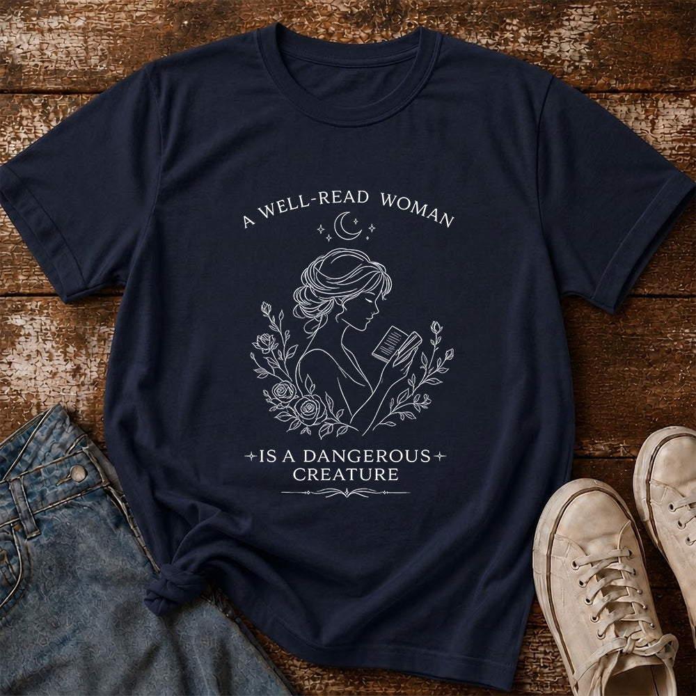 A Well Read Woman Softstyle T-Shirt | Book Lover Gift Navy
