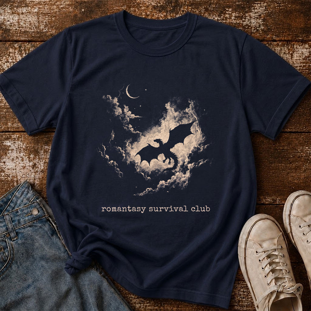Fantasy Dragon Clouds Softstyle T-Shirt | Book Lover Gift Navy