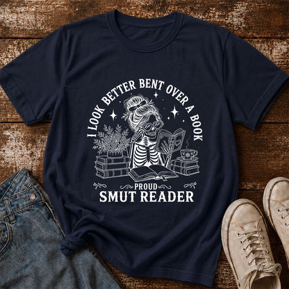I Look Better Bend Over A Book Softstyle T-Shirt | Book Lover Gift Navy
