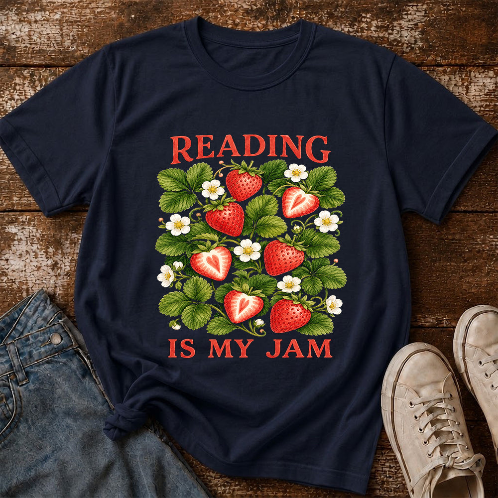 Reading Is My Jam Softstyle T-Shirt | Book Lover Gift Navy