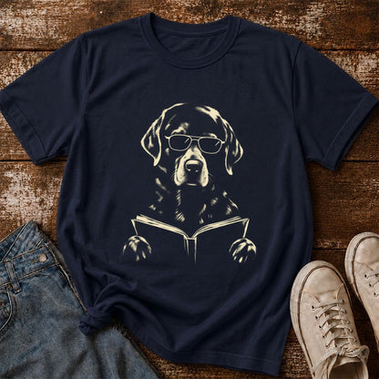 Labrador Retriever Reading Book Softstyle T-Shirt | Book Lover Gift Navy